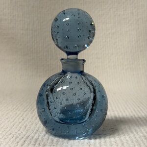 Vintage CONTROLLED BUBBLES, Blue, Perfume Bottle Handblown Signed